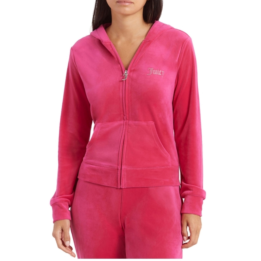 Juicy Couture Large Regal Pink Logo Velour Tracksuit Hoodie And Pants